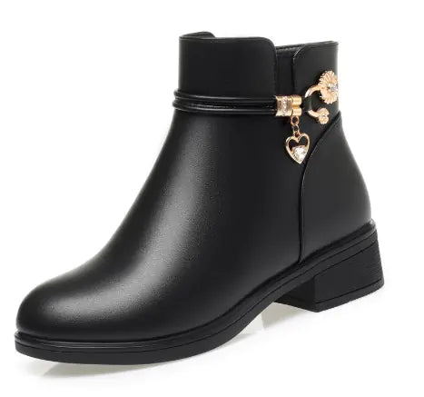 Warm Winter Ankle Boots with Chunky Heels