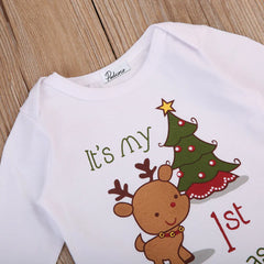 Christmas Reindeer Baby Bodysuit with Print