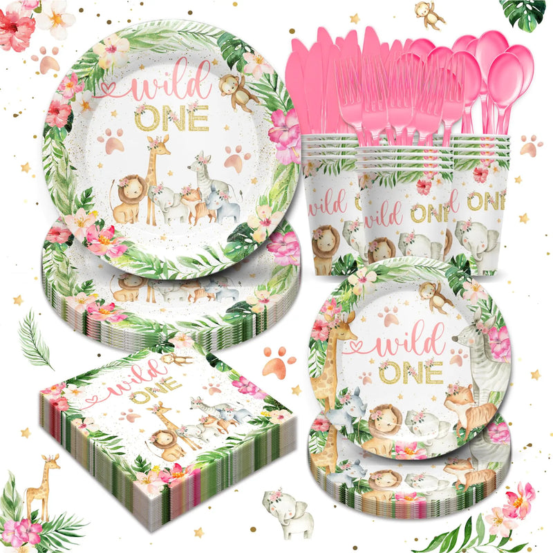 Piooluialy Wild One Birthday Party Supplies Tableware Set