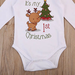 Christmas Reindeer Baby Bodysuit with Print