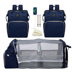 Baby Diaper Bag Backpack for Travel: Blue Diaper Bag with Changing Station