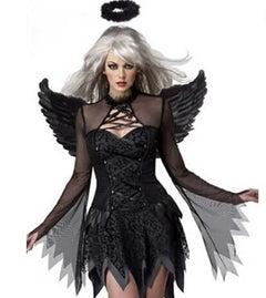 Halloween Sexy Dark Angel Costume with Wings and Accessories