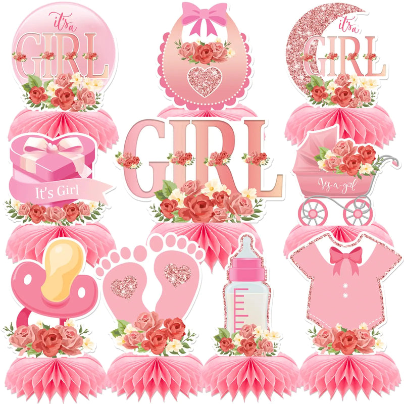 DTOFOOT 10 Pcs Pink Baby Shower Decorations Girl