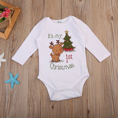 Christmas Reindeer Baby Bodysuit with Print