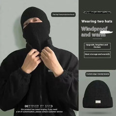 Men's Outdoor Thickened Warm Wool Hat Mask Dual-use