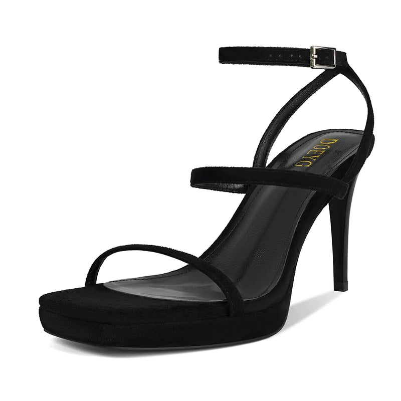 DOEYG Black Heels for Women Strappy Heels Size 6.5