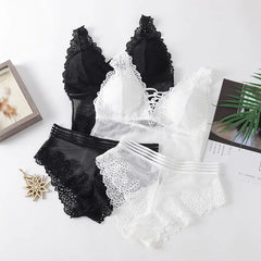Lace Backless Bralette and Panty Set for Women