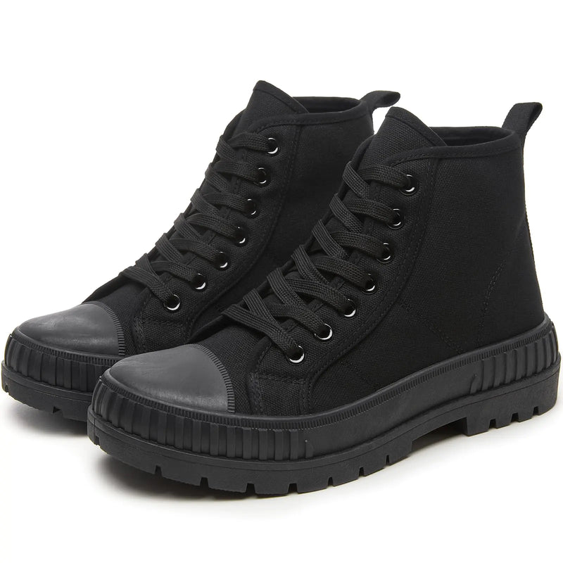Rominz Womens Platform Sneakers Fashion High Top (Black US 6)