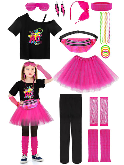 AOTHSO 18 Pieces Girls 80s Costume Accessories