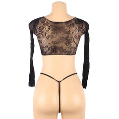 Plus Size Women's Fishnet Lingerie Set with Bra & Panty