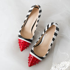 Colorful Studded Striped High Heels for Women