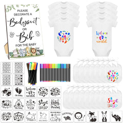 SytuHete 69 Pcs Baby Bib Bodysuit Baby Shower Set