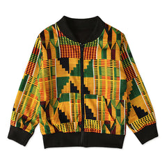 Bohemian Print Zipper Coat for Kids' Clothing