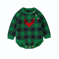 Autumn Long Sleeve Baby Bodysuit with Reindeer Print