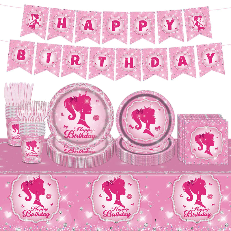 Poqirzan 98PCS Pink Birthday Party Supplies