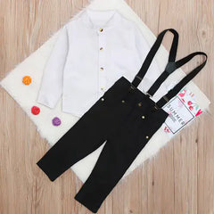 Boys' Gentleman Outfit Set: Long Sleeve Shirt & Pants
