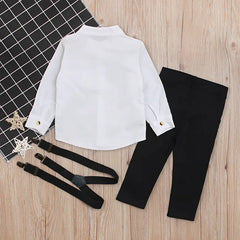 Boys' Gentleman Outfit Set: Long Sleeve Shirt & Pants