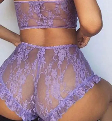 Lace Bralette and Panty Set - Sheer and Ultra-Thin