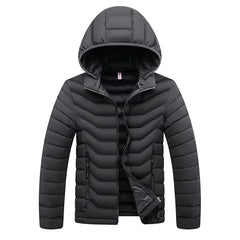 Men's Winter Casual Hooded Parka Jacket with Detachable Hat