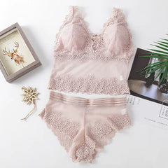 Lace Backless Bralette and Panty Set for Women