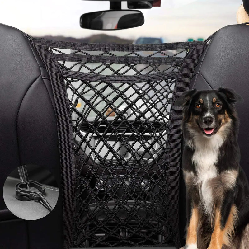 Dog Car Net Barrier with Auto Safety Mesh Organizer