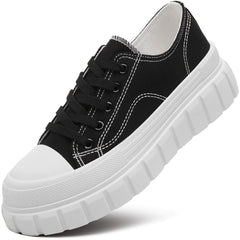 HYPOCRUTE Platform Sneakers for Women (BlackUS6）