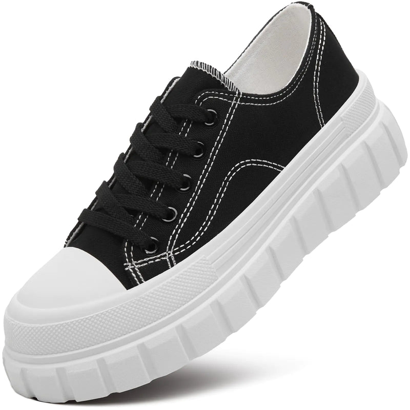 HYPOCRUTE Platform Sneakers for Women (BlackUS6）