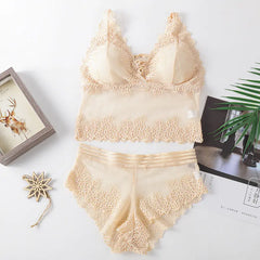 Lace Backless Bralette and Panty Set for Women