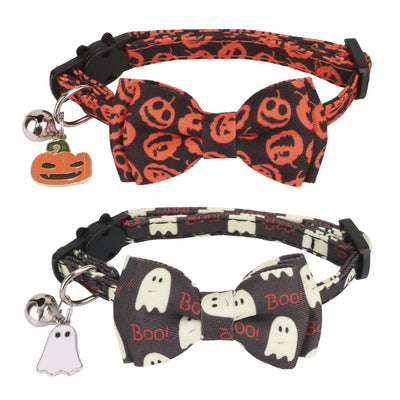 ADOGGYGO Halloween Cat Collar with Bow tie Bell 2 Pack