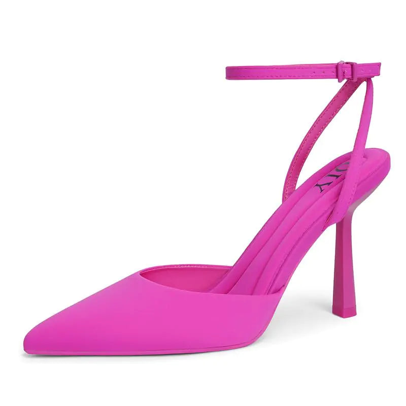 QIY Hot Pink Heels for Women Closed Toe Size 8.5