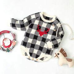 Autumn Long Sleeve Baby Bodysuit with Reindeer Print