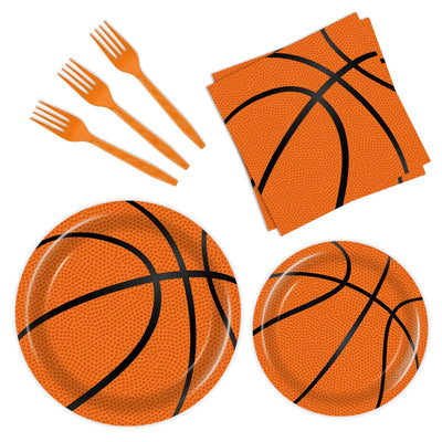 96 Pcs Basketball Plates and Napkins Party Supplies