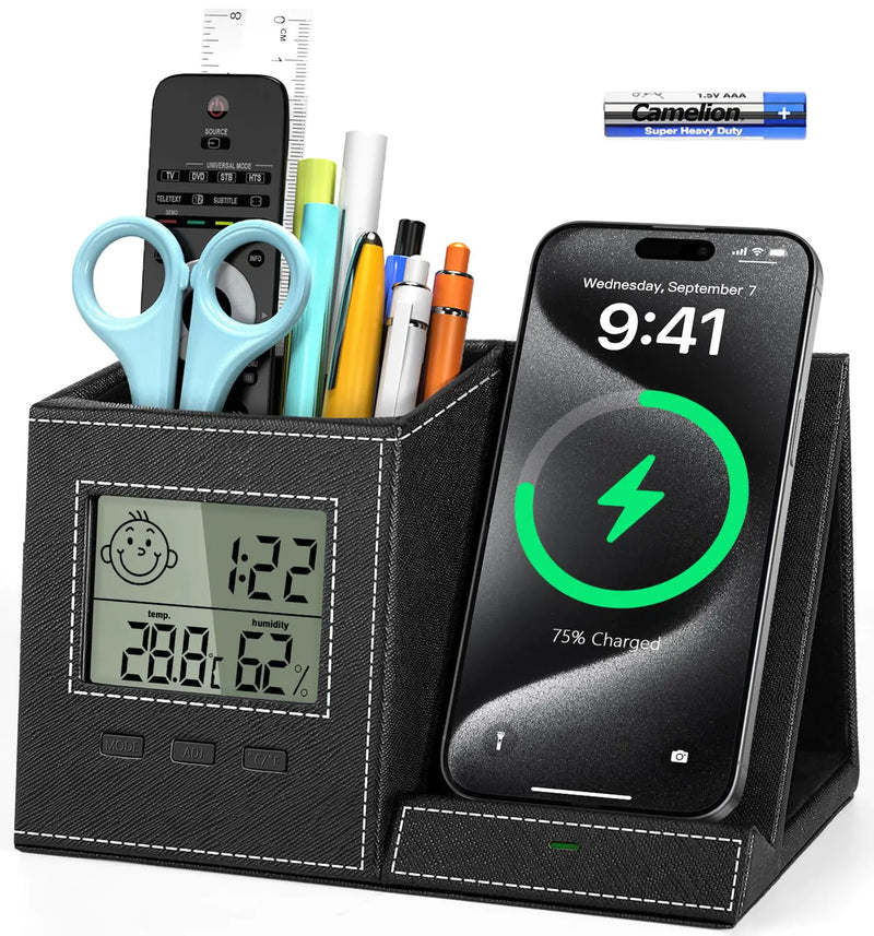 Pen Holder for Desk Organizing with Wireless Charger