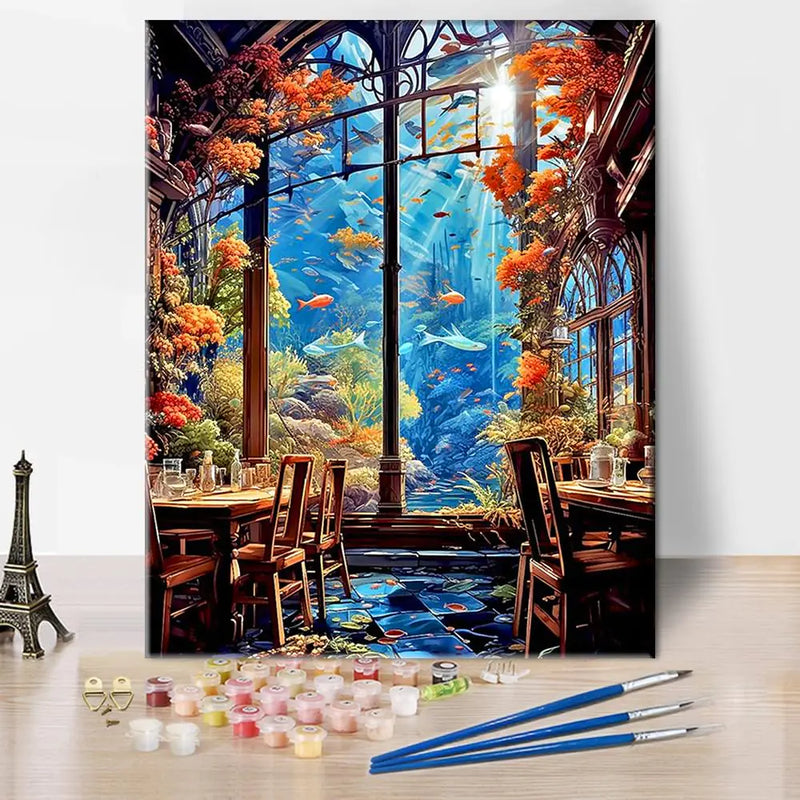 Axquilon Paint by Numbers Kit for Adults Beginner-Aquarium