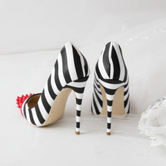 Colorful Studded Striped High Heels for Women