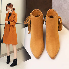 Winter High Heel Short Boots with Chunky Heels