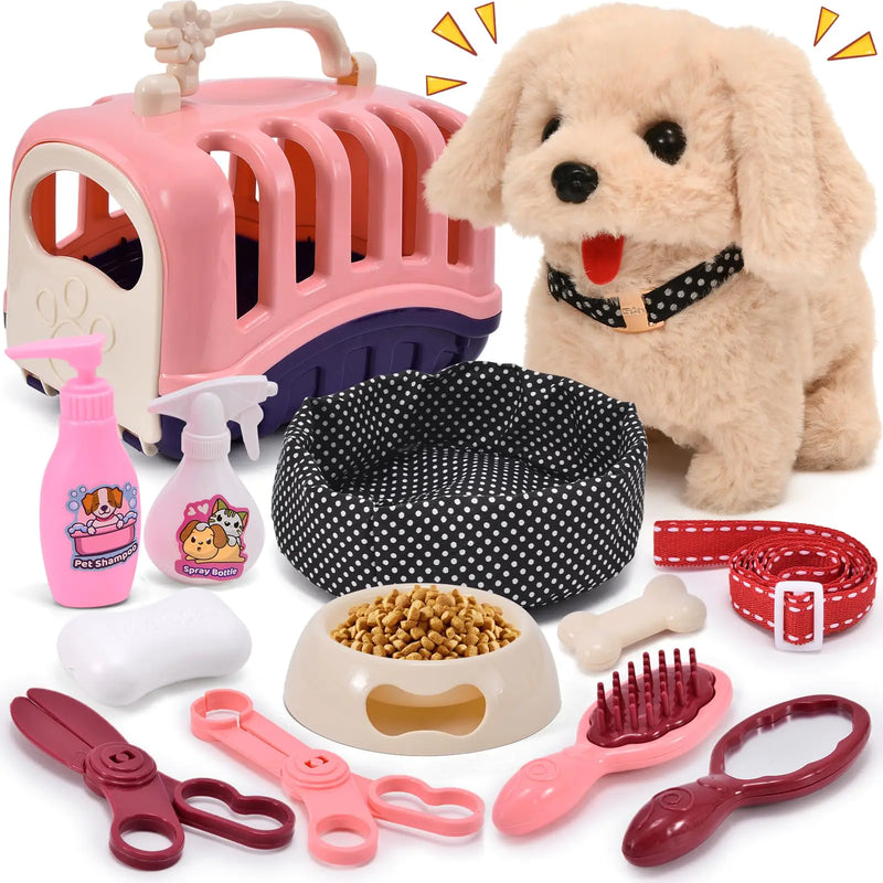 G.C 13Pcs Dog Toys for Kids Walking Barking Electronic Interactive Stuffed Dog Plush