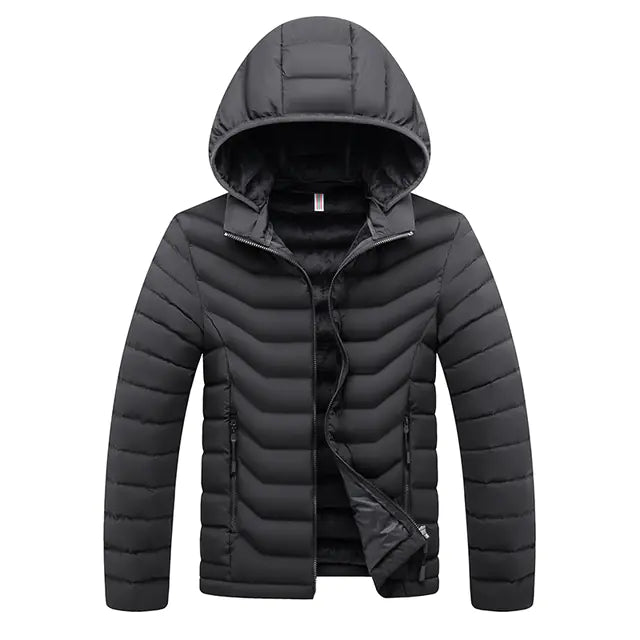 Men's Winter Casual Hooded Parka Jacket with Detachable Hat