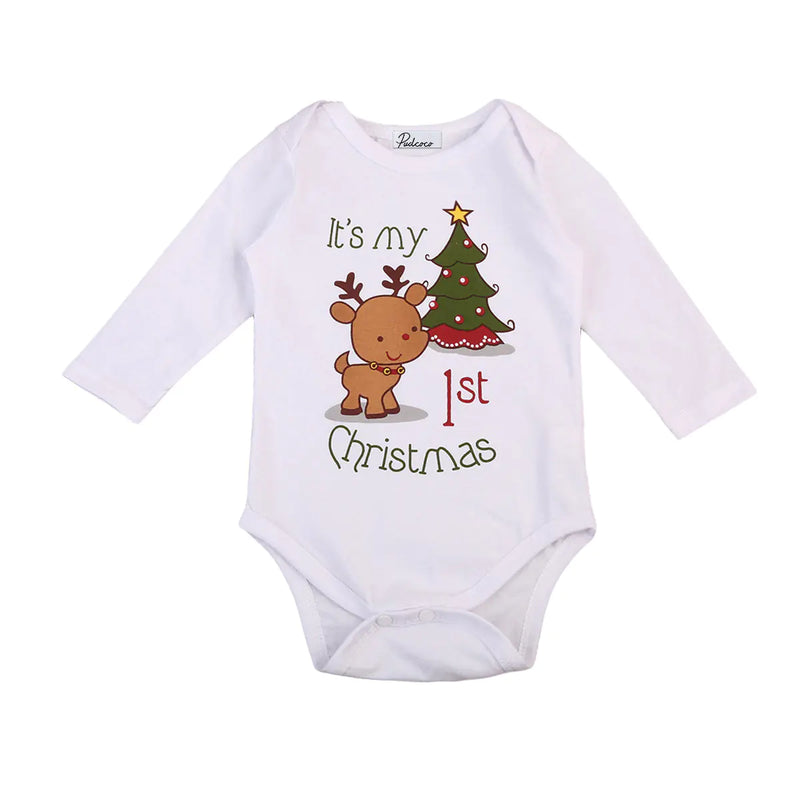 Christmas Reindeer Baby Bodysuit with Print