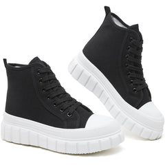 BENPAO Womens High Top Platform Sneakers (BlackUS6)
