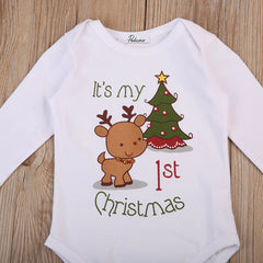 Christmas Reindeer Baby Bodysuit with Print