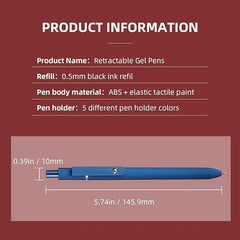 Gel Pens, 5 Pcs 0.5mm Black Ink Pens Fine Point