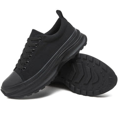 Womens Platform Sneakers Low Top (black10)