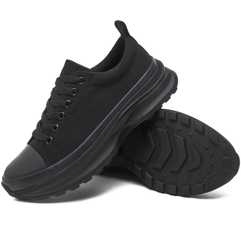 Womens Platform Sneakers Low Top (black10)