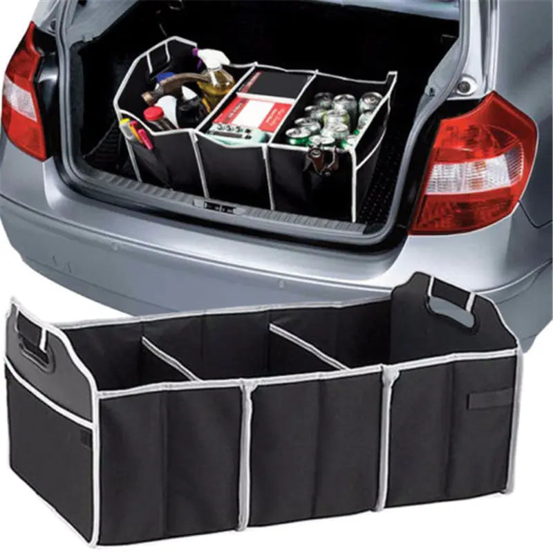Extra Large Car Trunk Storage Box with 3 Compartments