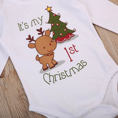 Christmas Reindeer Baby Bodysuit with Print
