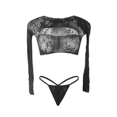 Plus Size Women's Fishnet Lingerie Set with Bra & Panty