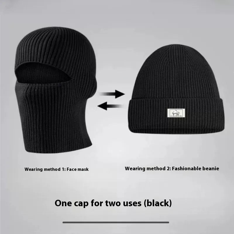 Men's Outdoor Thickened Warm Wool Hat Mask Dual-use