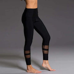 Legging Yoga Pants with Mesh Panel and Ankle Design